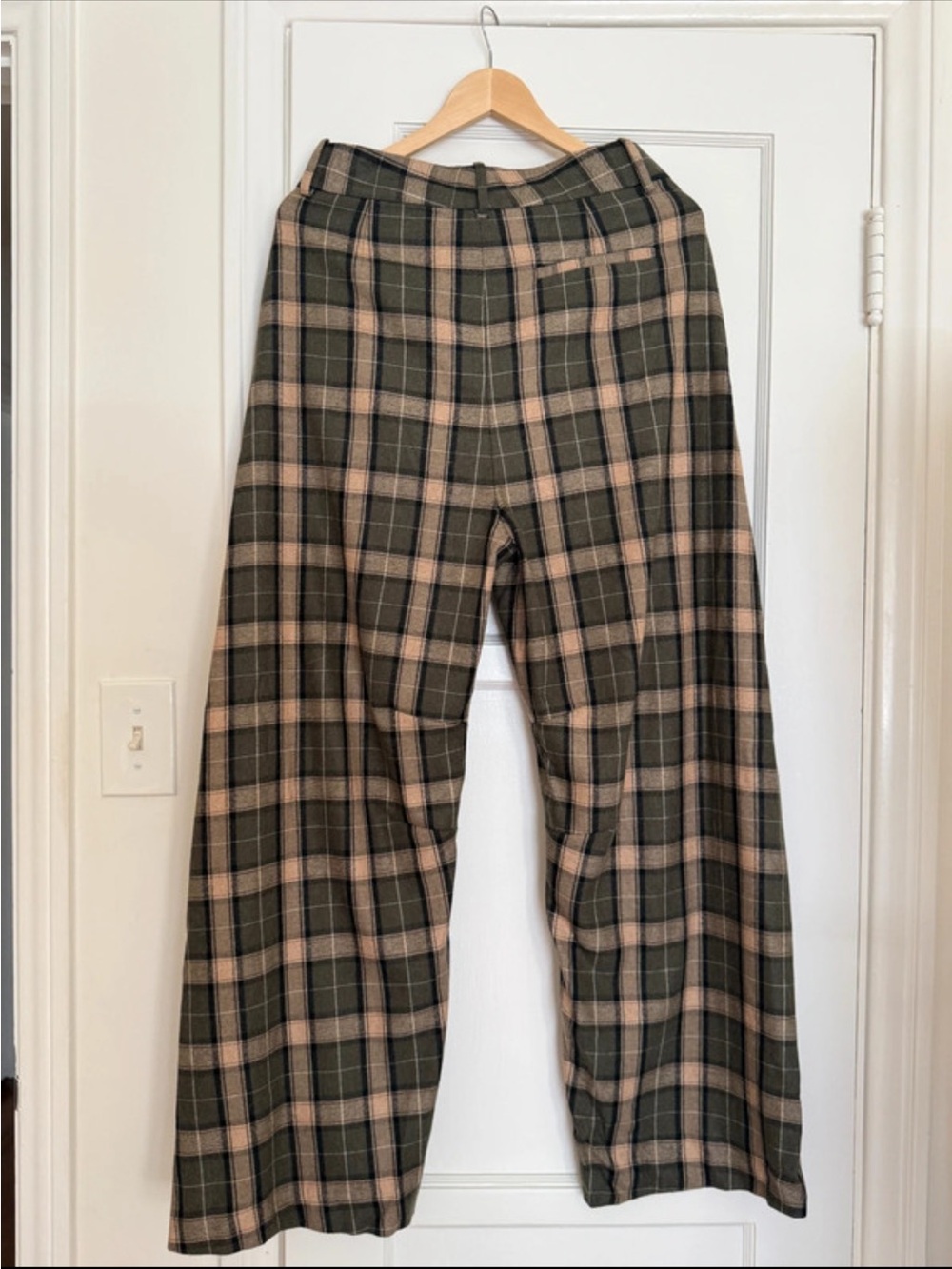 Zara Olive and Tan Plaid Wide-Leg Men’s Pants